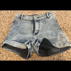 High-Waisted Acid Washed Shorts